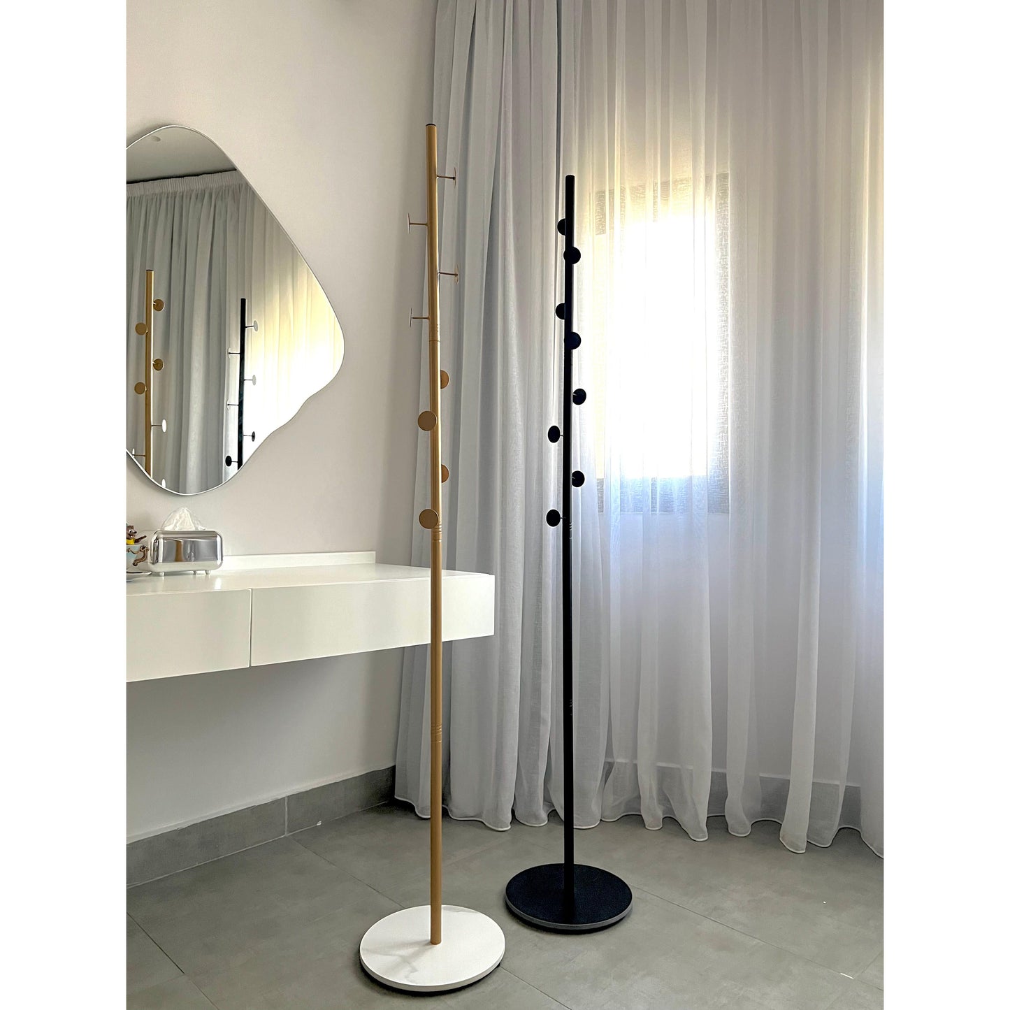Black Metal Coat rack with marble base