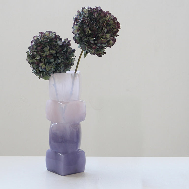 SQUARE SHAPE PURPLE VASE