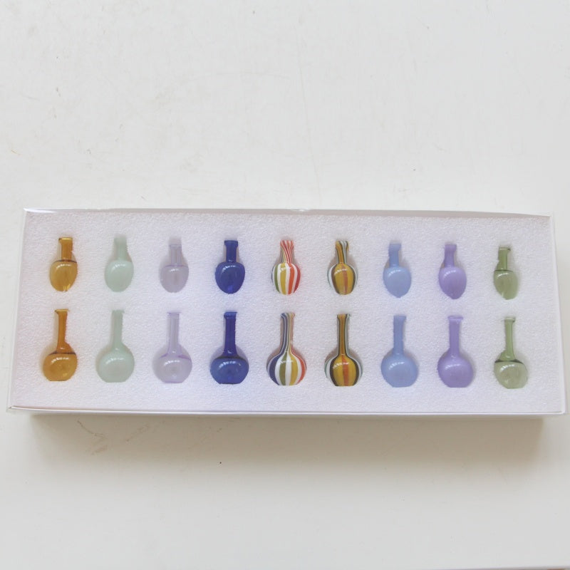 SET OF 18 MINI GLASS DECOR JARS ( WITHOUT PLATE)