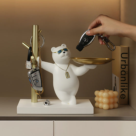BEAR FIGURE WITH PLATE KEYHOLDER