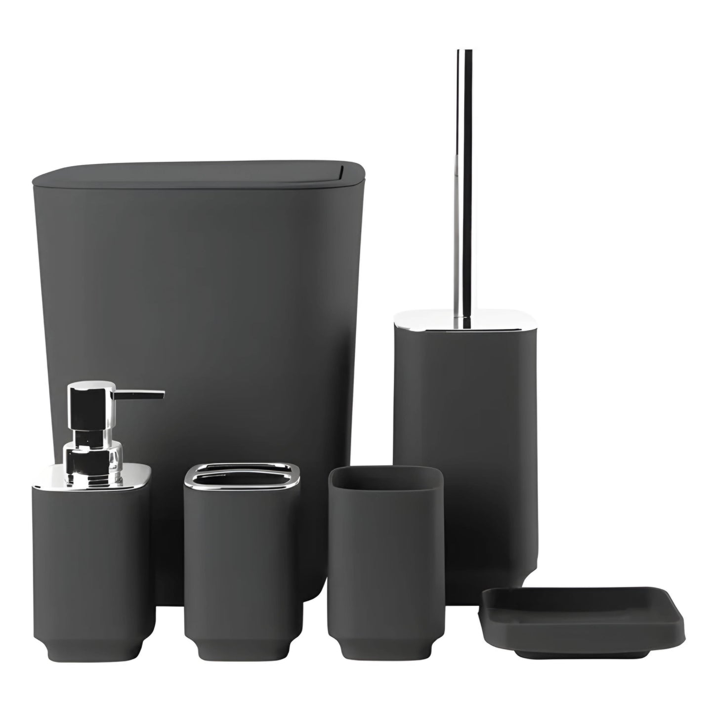 BLACK BATHROOM 6 PCS PLASTIC SET