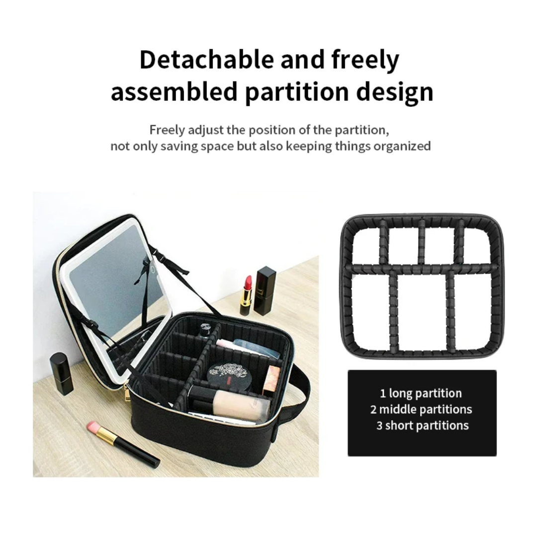 MAKEUP ORGANIZER BAG WITH LED MIRROR