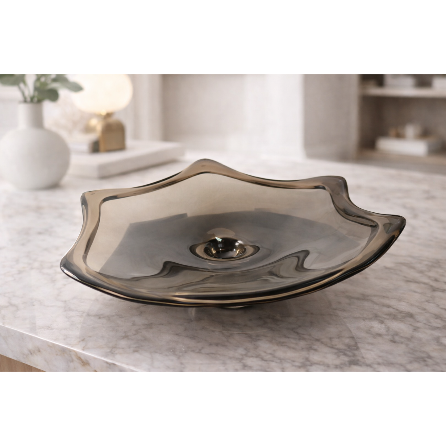 MODERN LARGE  GLASS SERVING TRAY