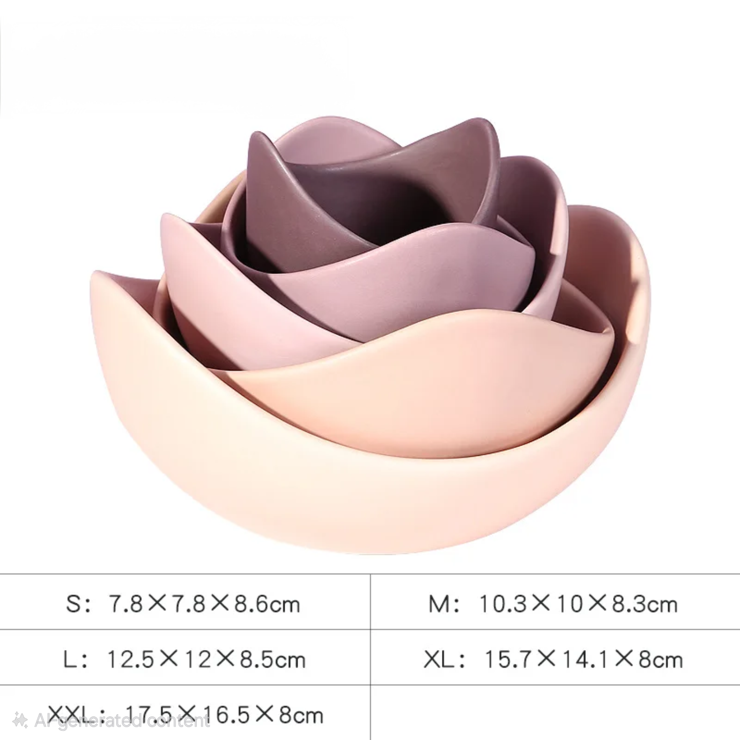 Ceramic lotus shaped bowls sets of 5 pcs
