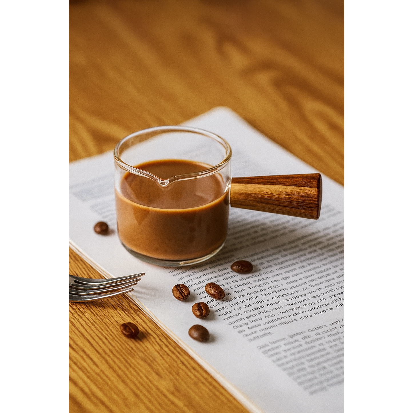 Danny Home Mini Milk & Coffee Jug With Wooden Handle 110ml