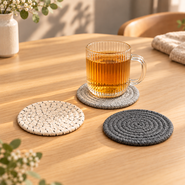 11 CM ROUND WOVEN DRINKS COASTER