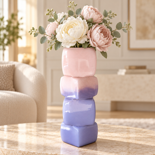 SQUARE SHAPE PURPLE VASE