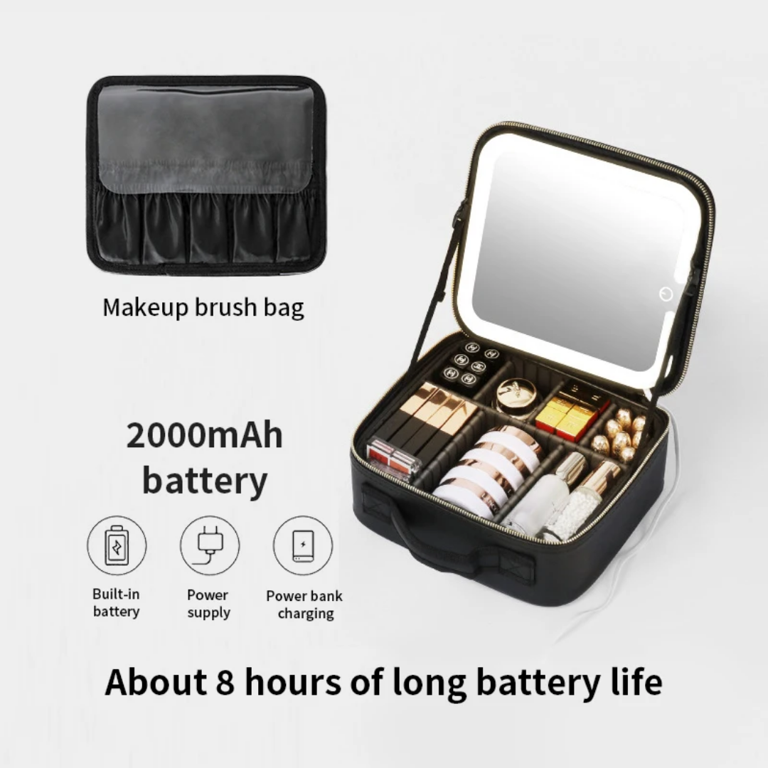 MAKEUP ORGANIZER BAG WITH LED MIRROR