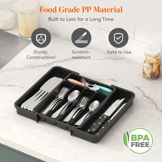 ADJUSTABLE CUTLERY DRAWER ORGANIZER (23–37.5×4.2×31 cm.)