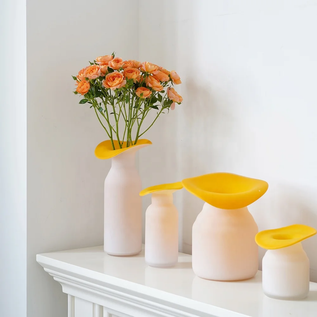 GLASS ORANGE VASES