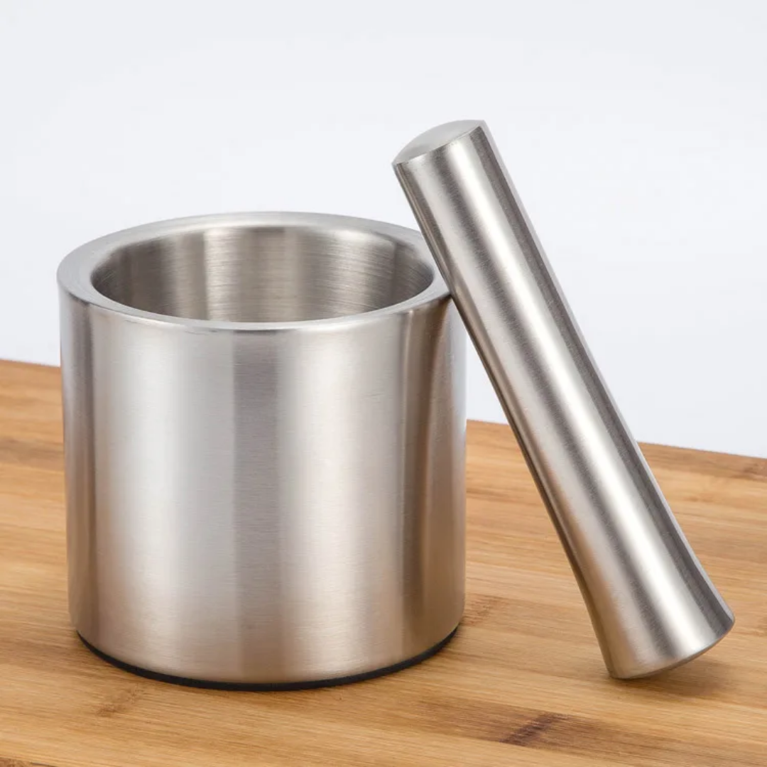 STAINLESS STEEL MORTAR AND PESTLE FOR HERBS AND SPICES