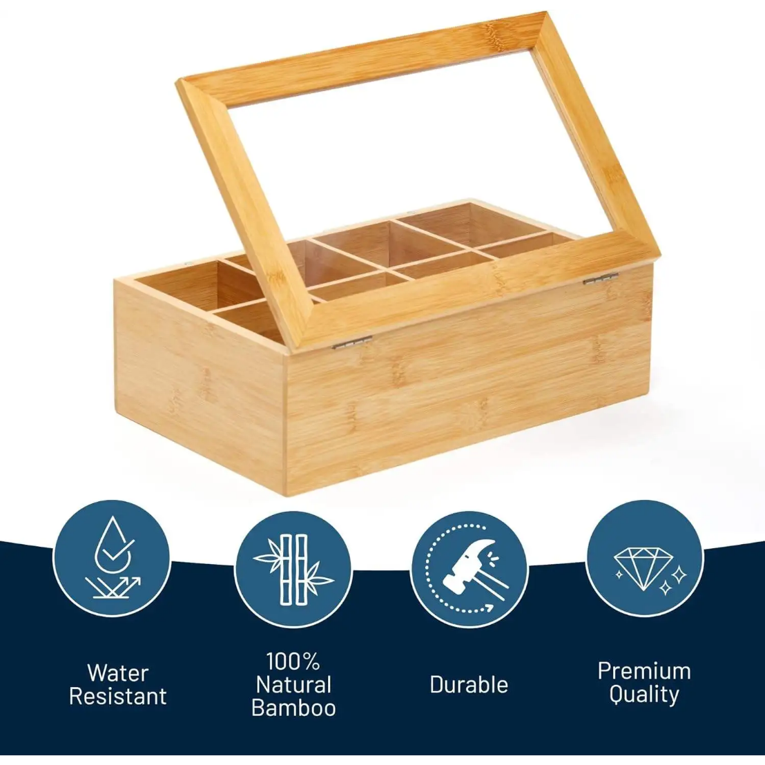 BAMBOO TEA BOX WITH 8 SECTIONS