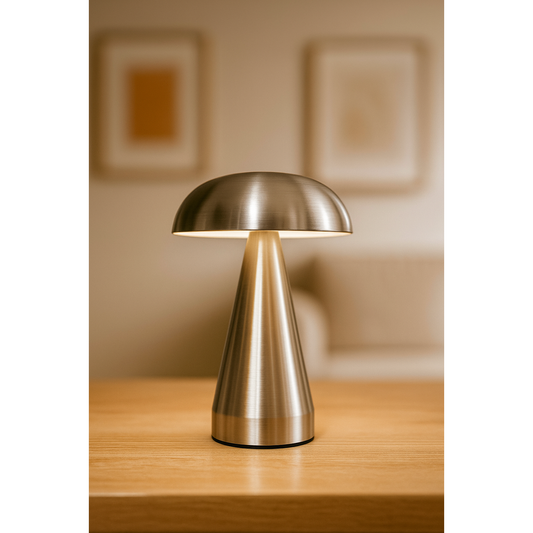 RECHARGEABLE SILVER TABLE LAMP