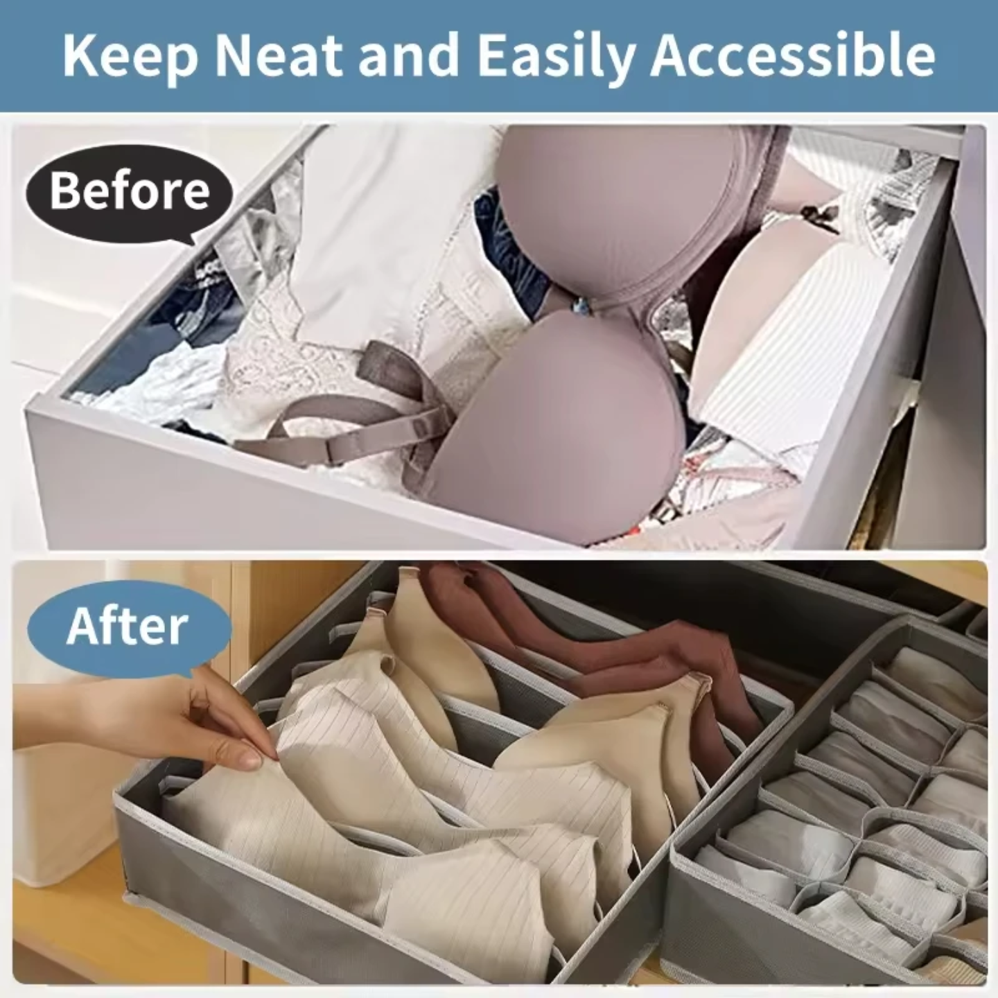 CLOTHES DRAWER ORGANIZER SET OF 4 PCS