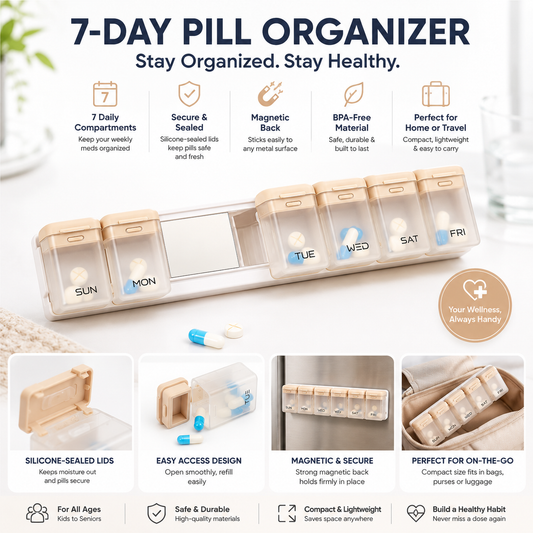 WEEKLY MAGNETIC FRIDGE PILLS ORGANIZER