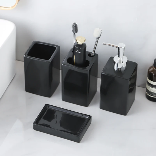 CERAMIC BATHROOM SET OF 4 PCS BLACK