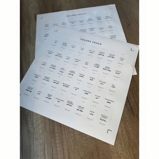 WHITE 80 WATERPROOF LABELS SPICES/HERBS/ PANTRY 2 SHEETS 5*3.5 cm