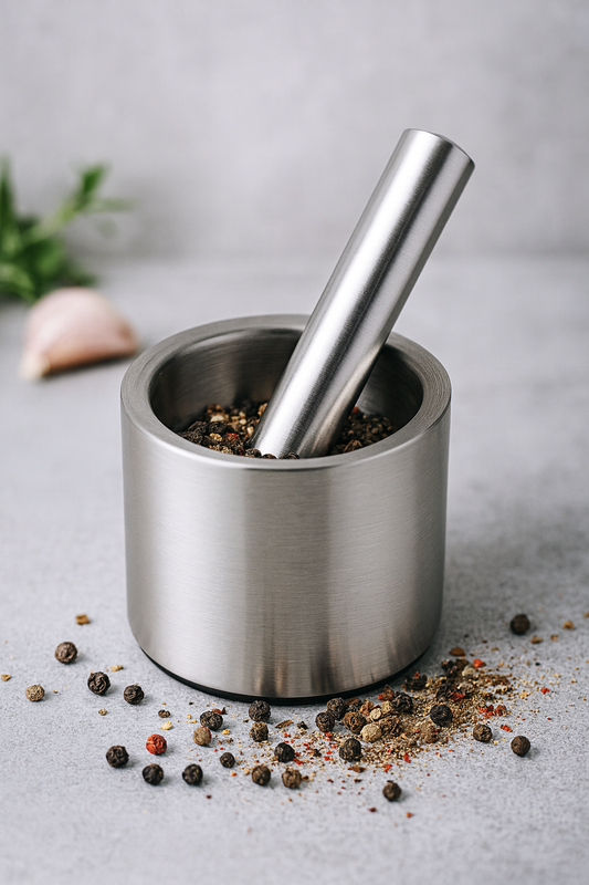 STAINLESS STEEL MORTAR AND PESTLE FOR HERBS AND SPICES