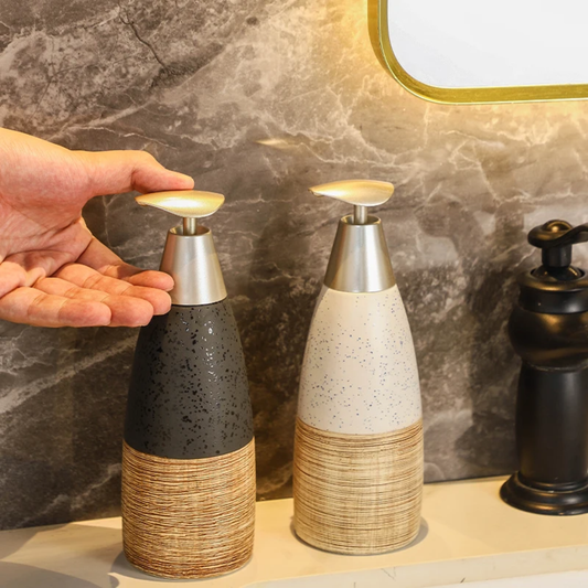 CERAMIC SOAP DISPENSER WITH STAINLESS LID
