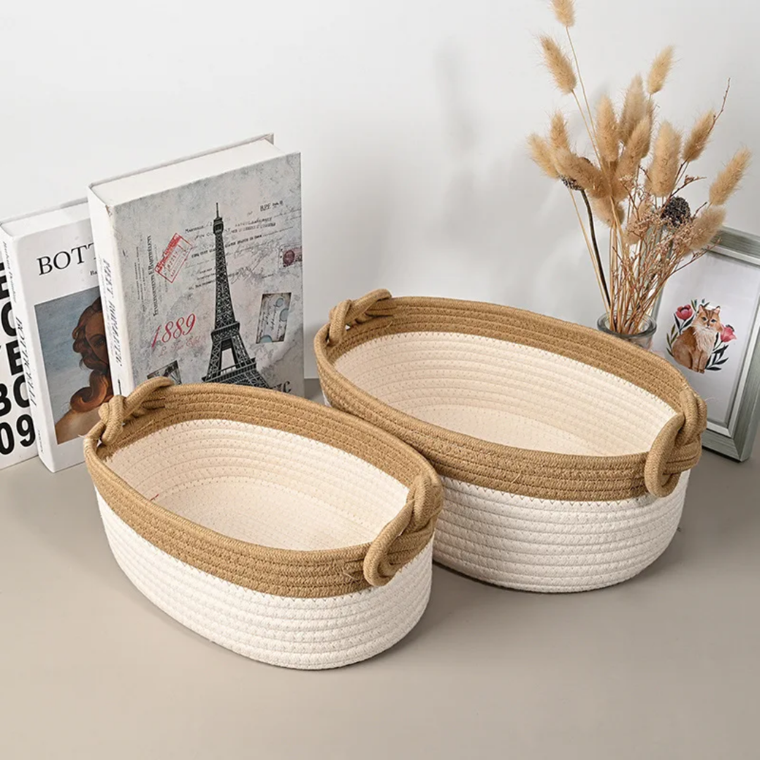 COTTON WOVEN BASKET STORAGE BOX