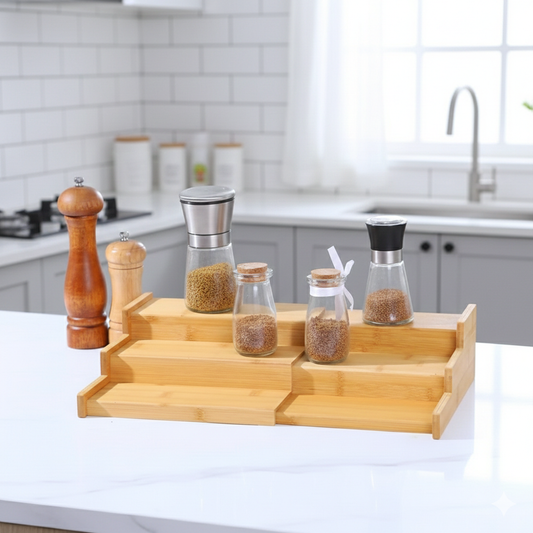 3 Tier Adjustable Bamboo Spice Rack