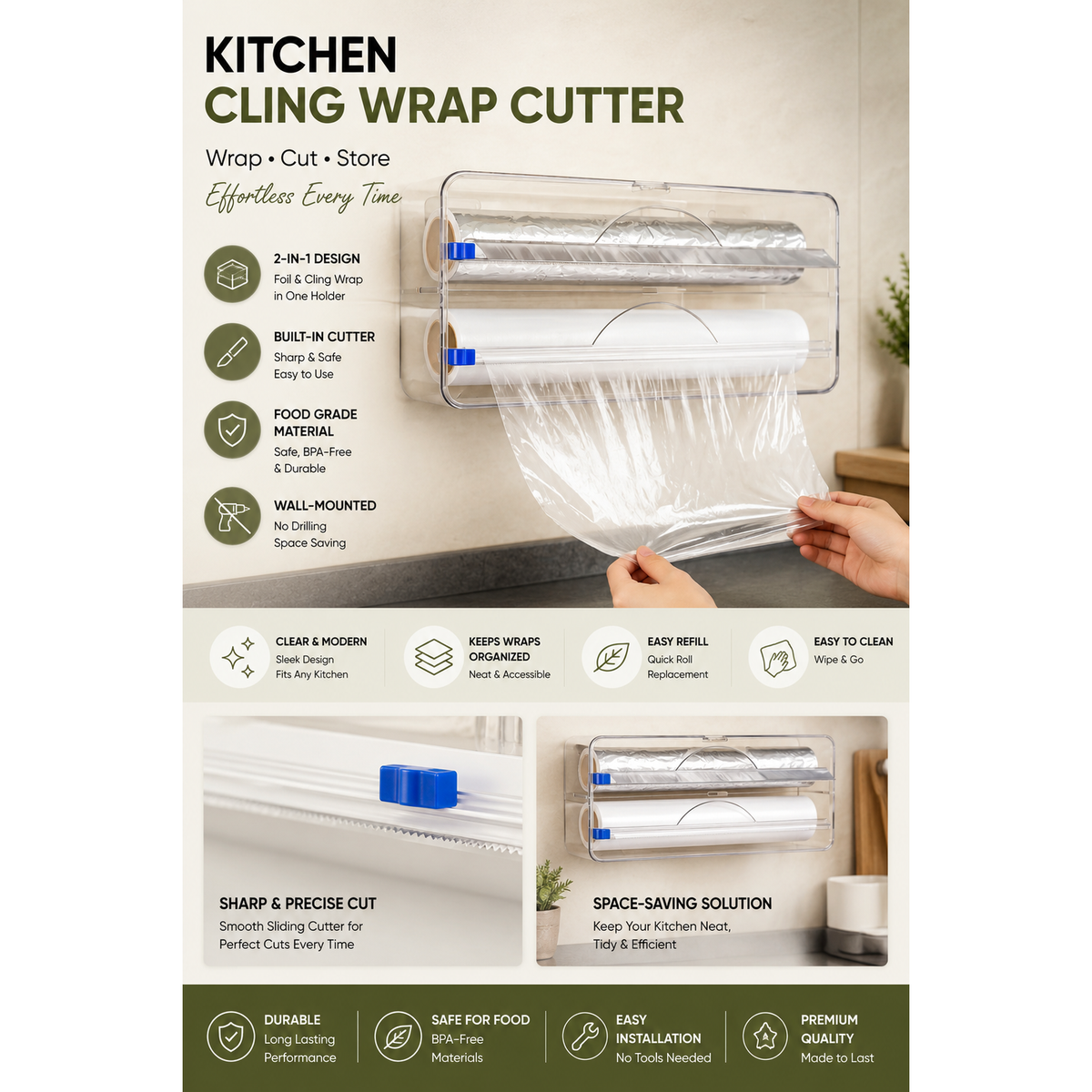 KITCHEN CLING WRAP CUTTER