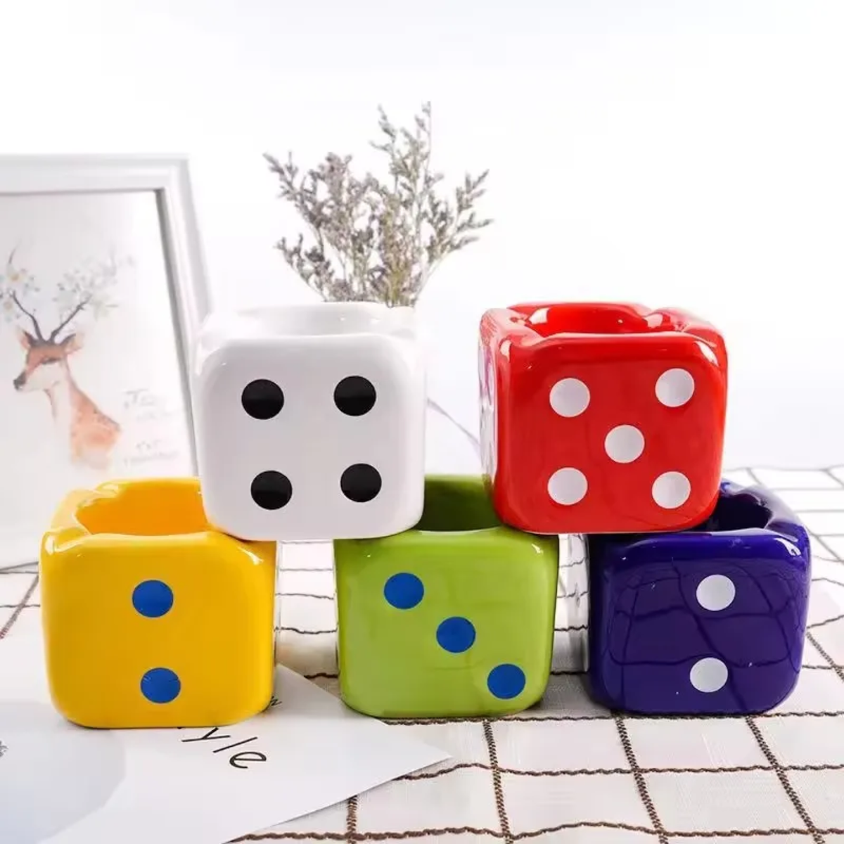 CERAMIC DICE ASHTRAY