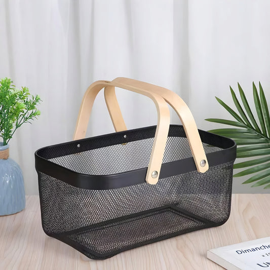 MESH STORAGE WITH WOODEN HANDLES