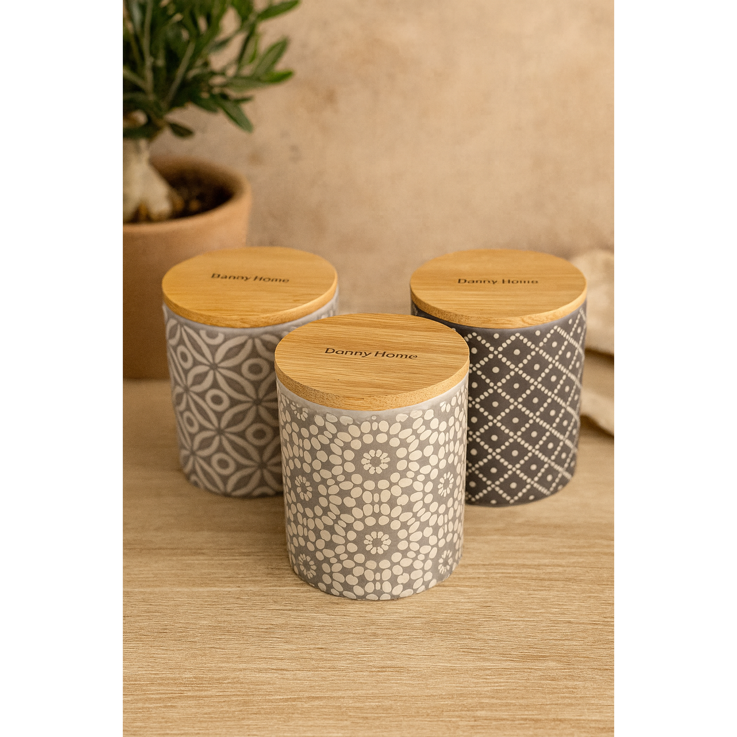 DANNY HOME SET OF 3 CERAMIC STORAGE JARS