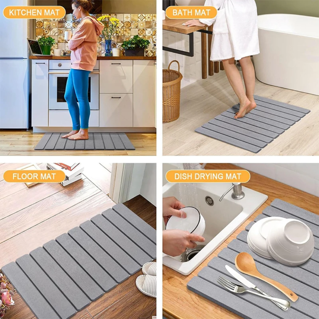 GREY DIATOMITE STONE BATHROOM DRYING MAT