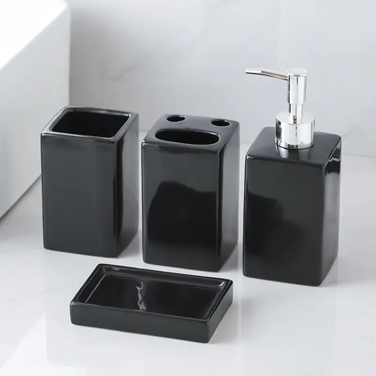 CERAMIC BATHROOM SET OF 4 PCS BLACK
