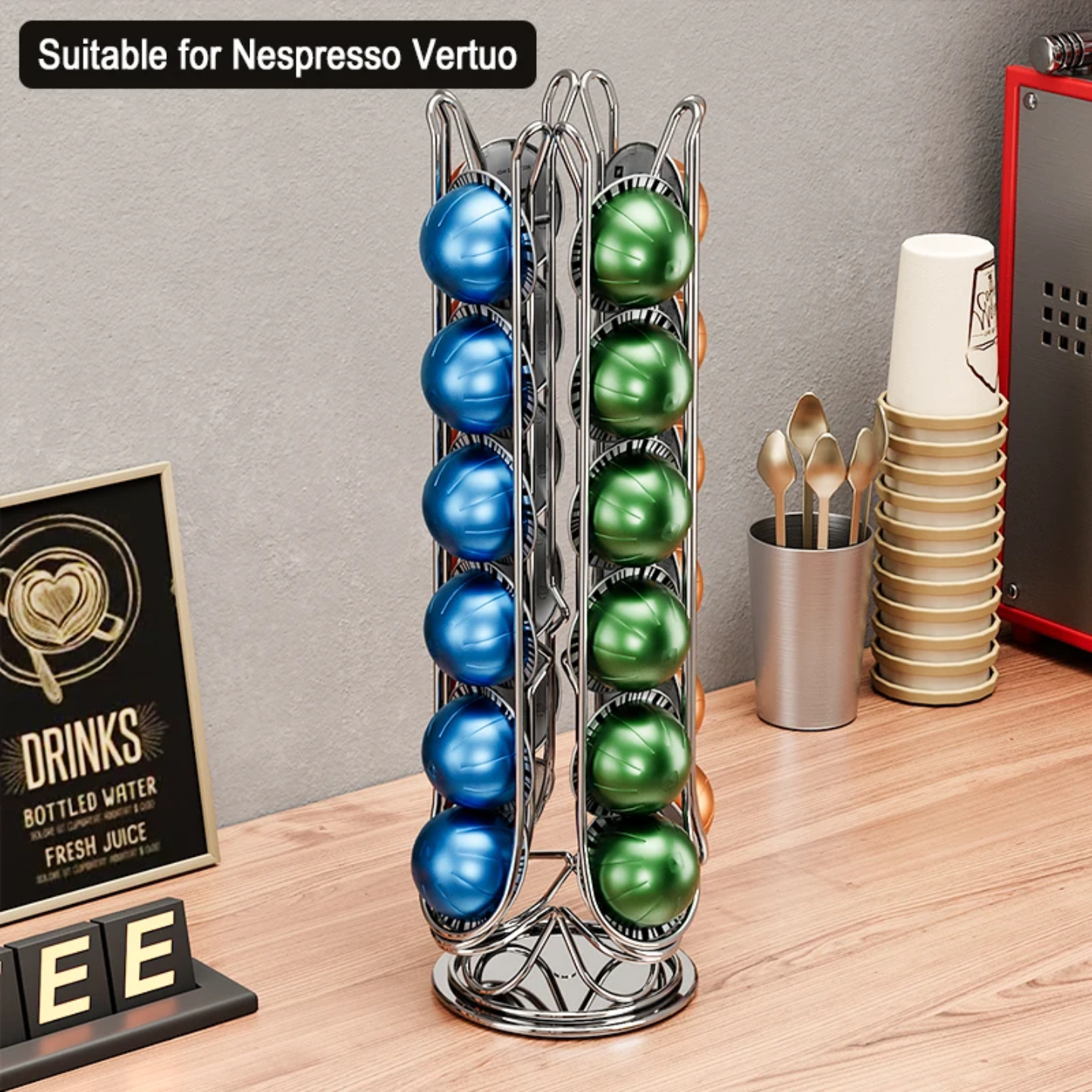 NESPRESS VERTUO CAPSULES ORGANIZER STAND 360 DEGREE 24 PCS