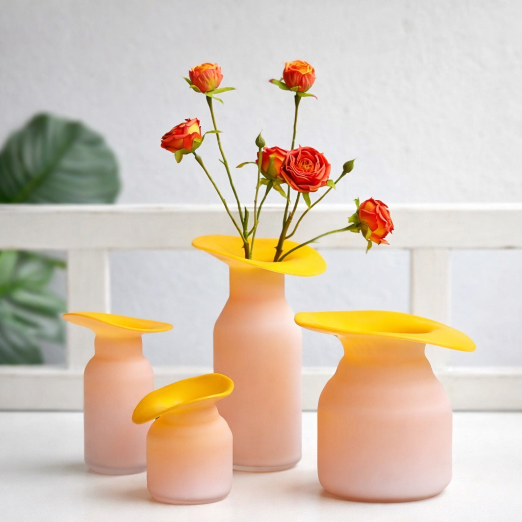 GLASS ORANGE VASES