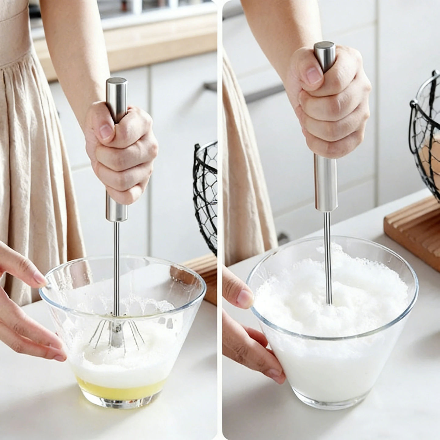 MANUAL STAINLESS STEEL PUSH DOWN WHISKER
