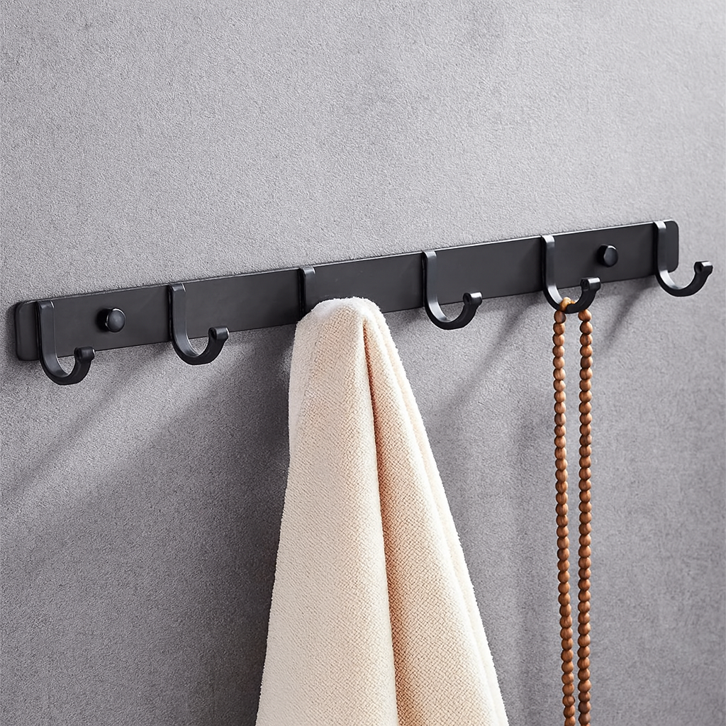 STAINLESS STEEL WALL 6 HOOKS WITH GLUE