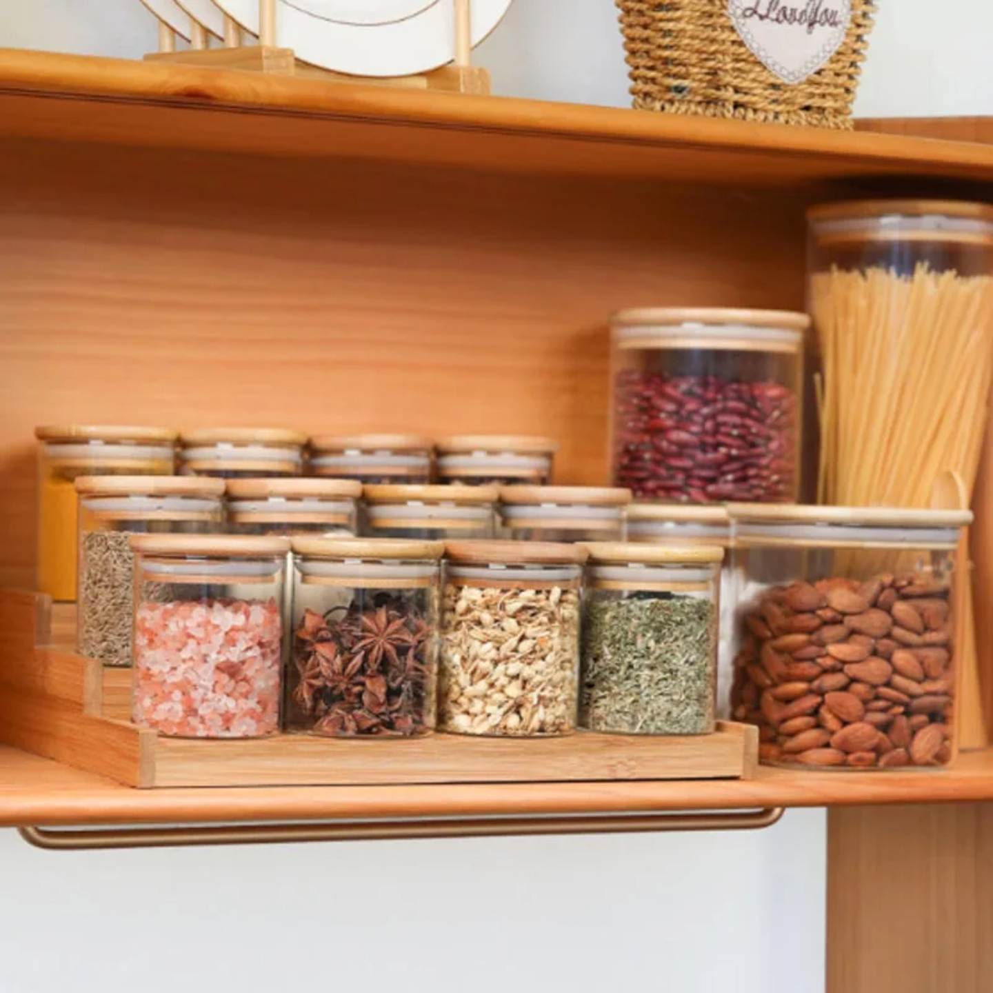 3 Tier Adjustable Bamboo Spice Rack