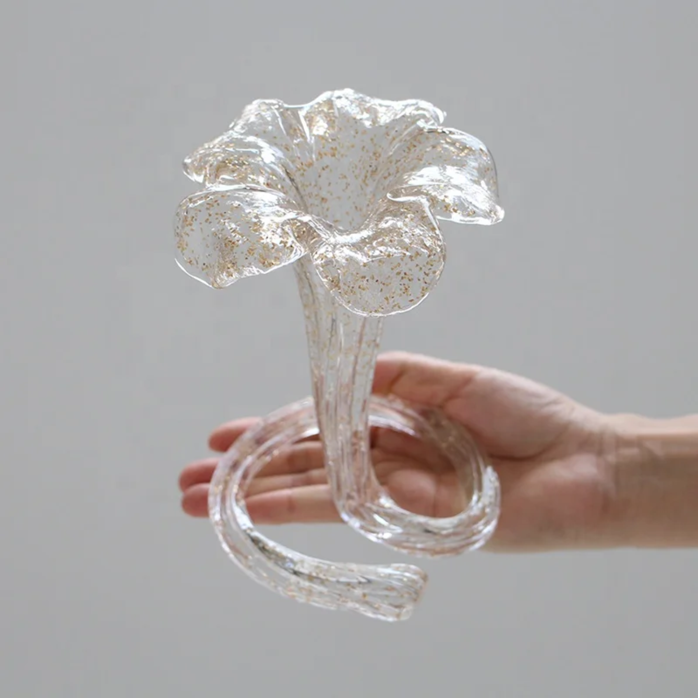 GLASS FLOWER SHAPE CANDLE HOLDER