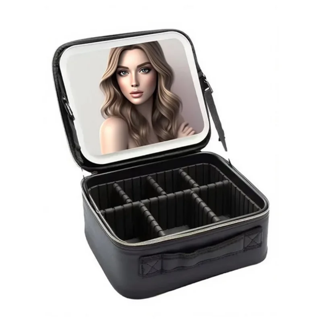 MAKEUP ORGANIZER BAG WITH LED MIRROR