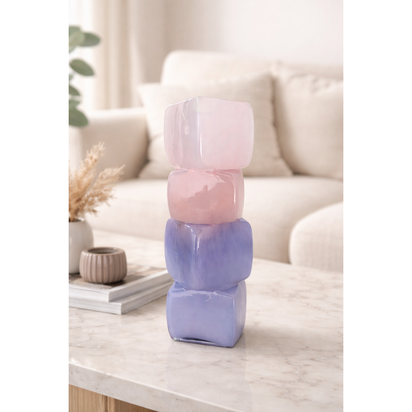 SQUARE SHAPE PURPLE VASE