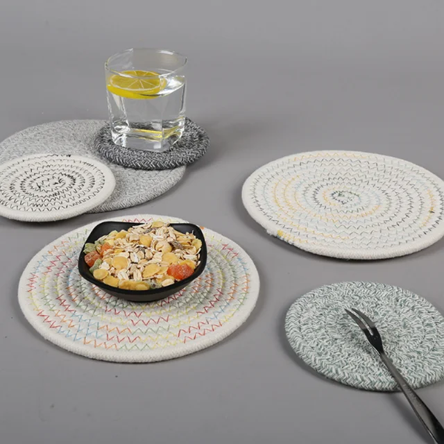 woven cotton round placemat table mat coaster