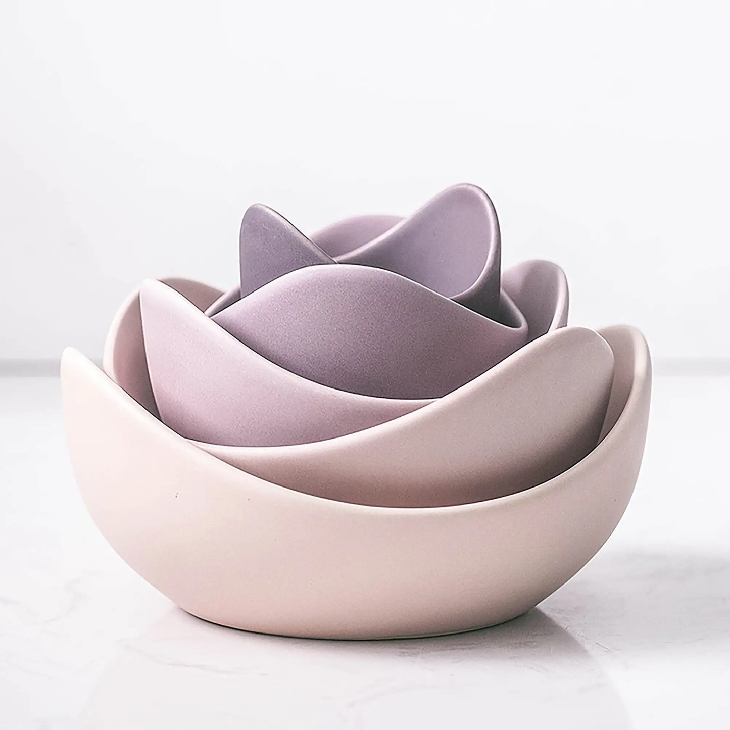 Ceramic lotus shaped bowls sets of 5 pcs