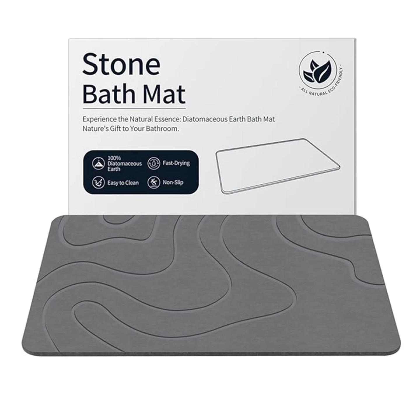 DIATOMITE ANTISLIP BATHROOM ABSORBING MAT 60*40 CM GREY