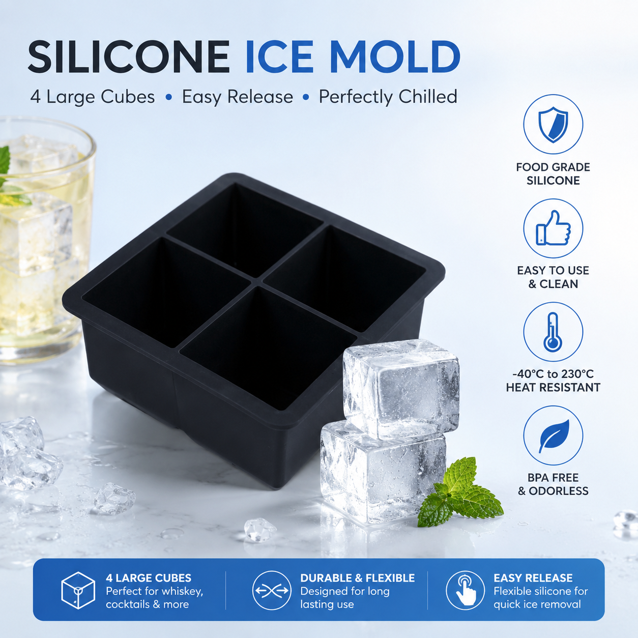 SILICONE ICE CUBES MOLD