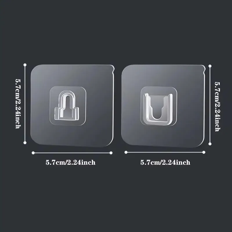 Set of 5 Double Sided Self Adhesive Hooks Transparent Waterproof Wall Hook