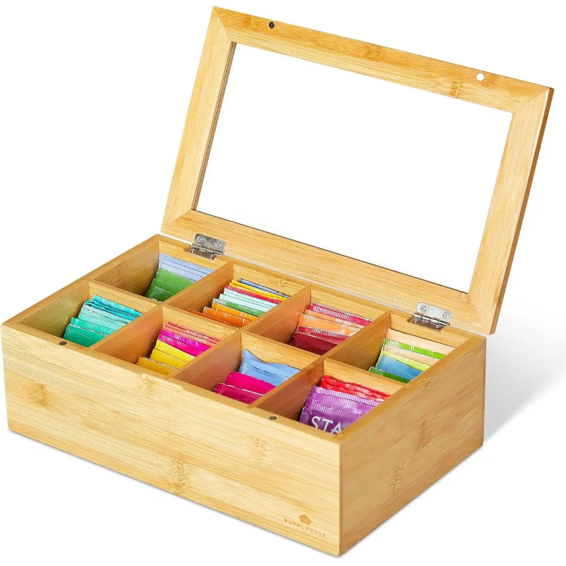 BAMBOO TEA BOX WITH 8 SECTIONS