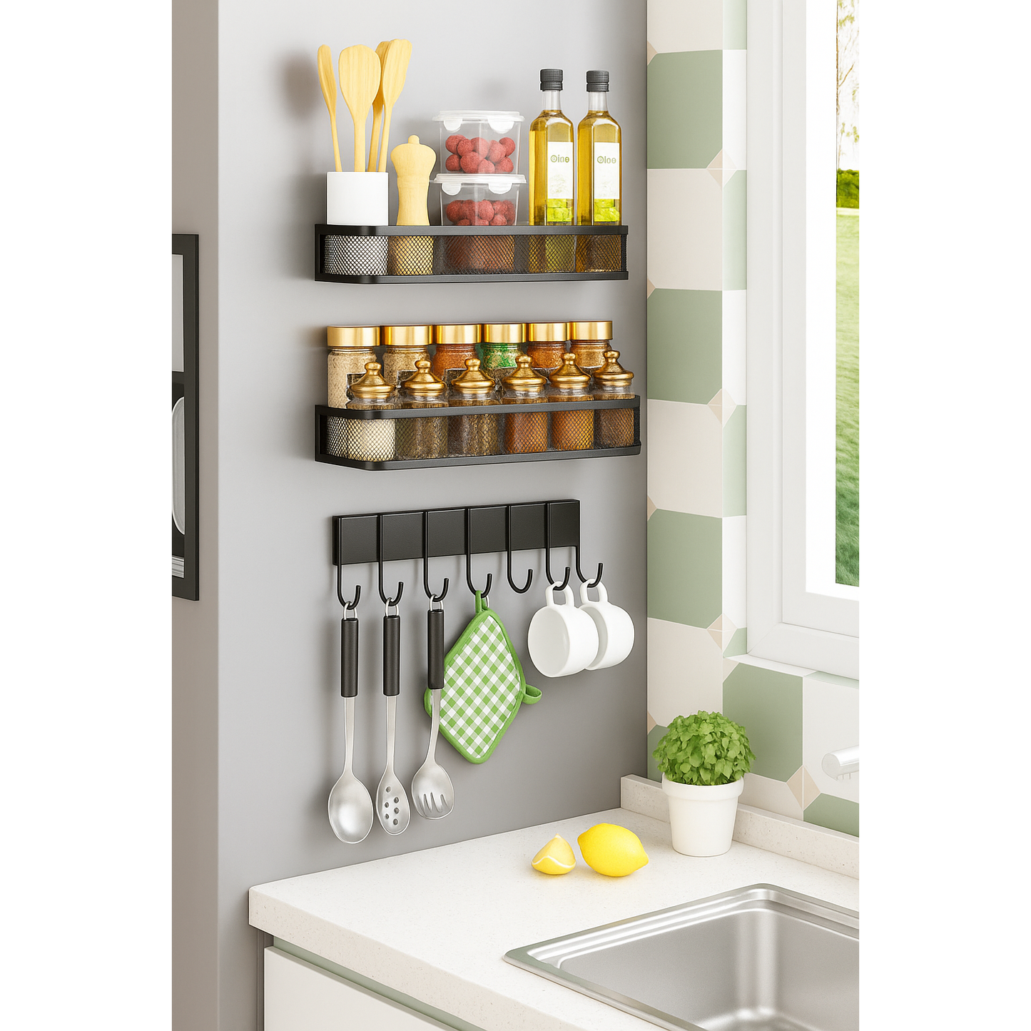 MAGNETIC FRIDGE ORGANIZER RACKS SET OF 3 PCS