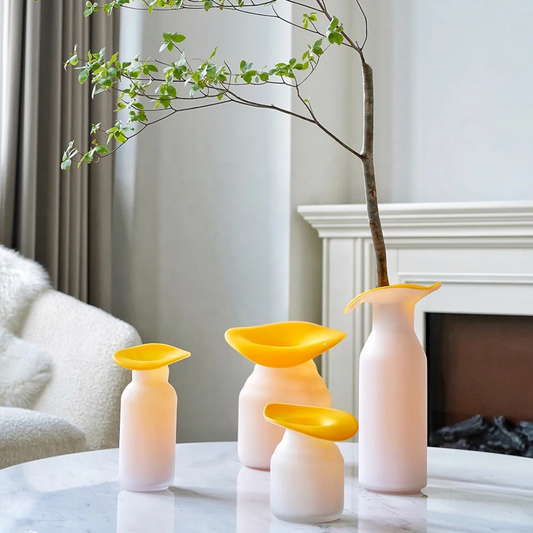 GLASS ORANGE VASES
