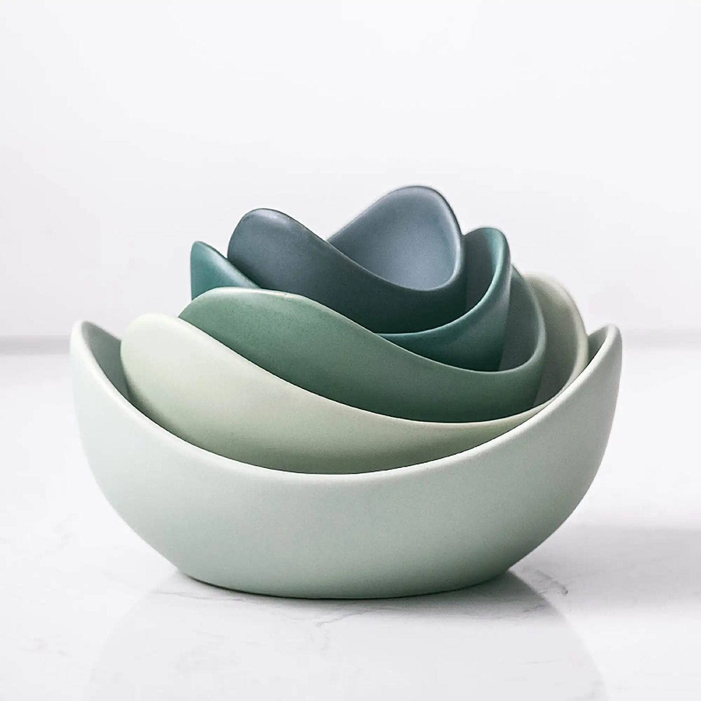 Ceramic lotus shaped bowls sets of 5 pcs