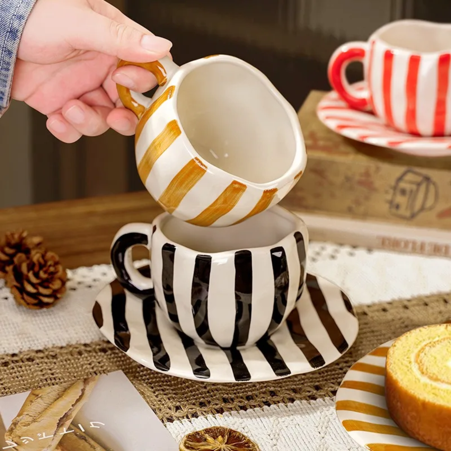 CERAMIC MUG WITH PLATE 360 ML