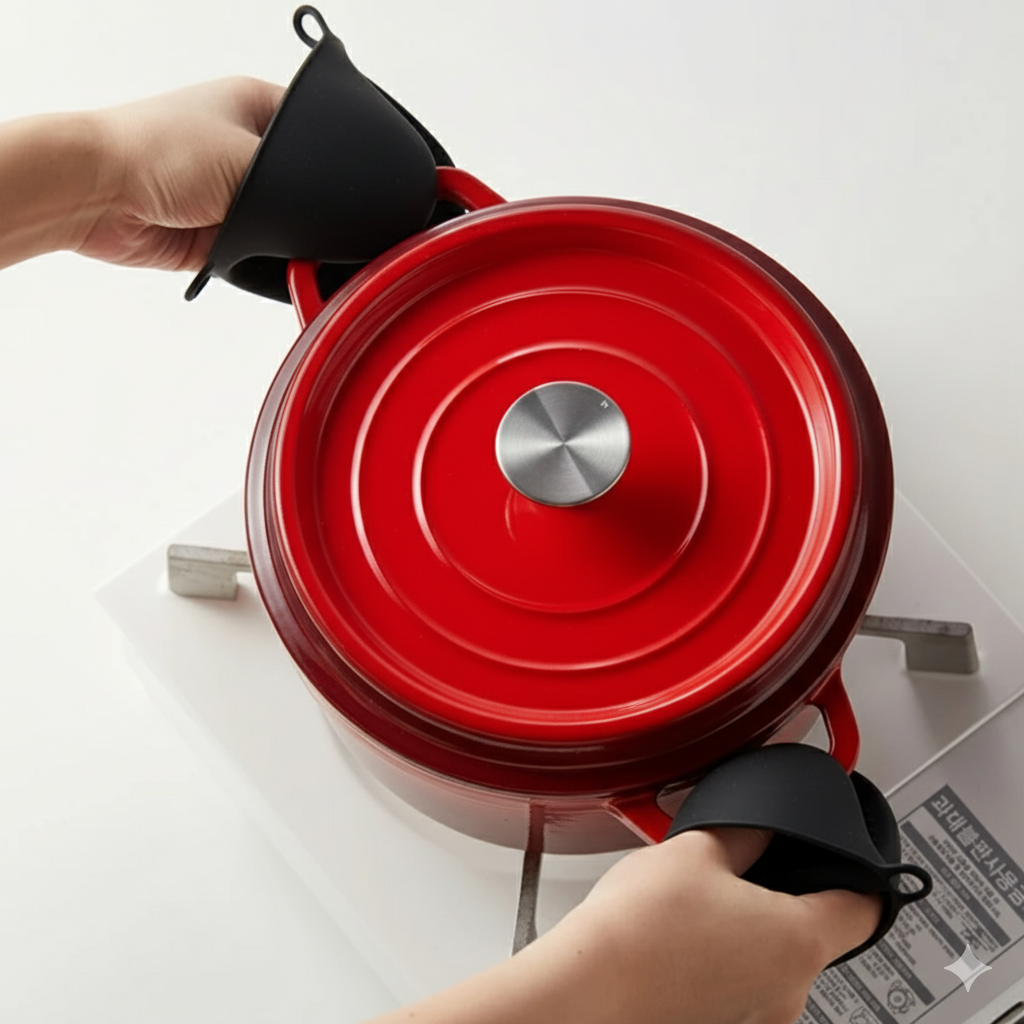 BLACK SILICONE ANTI HEAT HAND MITS 1 pc